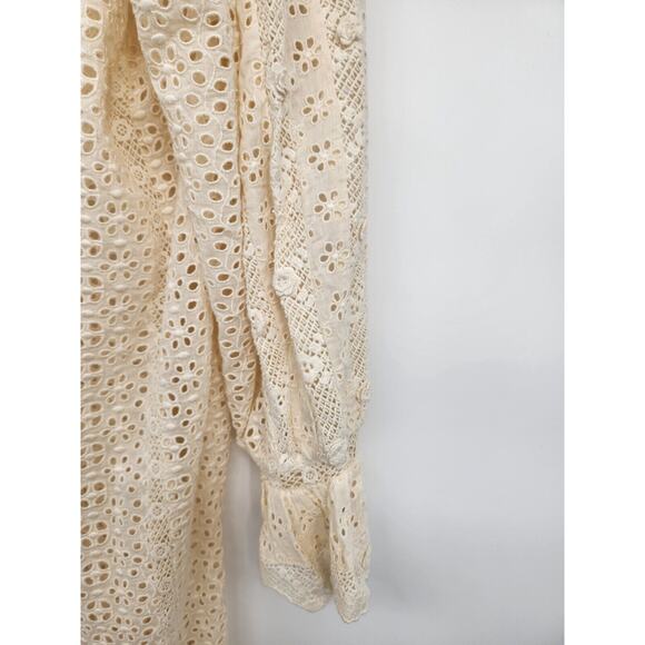 NWT Doen Persephone Embroidery Midi Dress Sz S Ivory Magnolia Semi Sheer #2J426 - Picture 10 of 15